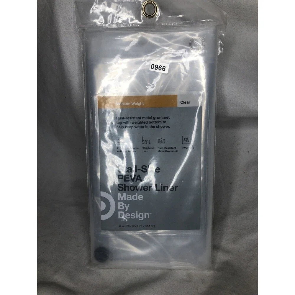 Made by Design PEVA STALL-Size Shower Curtain Liner Clear Medium Weight 54”x 78”